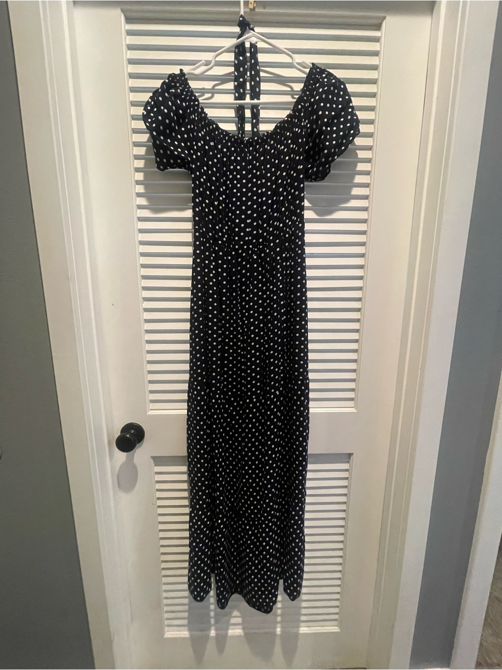 SHEIN Navy Blue Maxi Dress with White Polka Dots